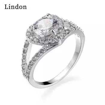 Классическое кольцо Lindon из медного сплава с цирконием, женские ювелирные изделия, свадебный подарок для вечеринки 6 серебряный