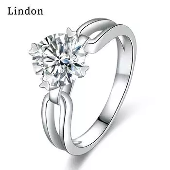 Классическое кольцо Lindon из медного сплава с цирконием, женские ювелирные изделия, свадебный подарок для вечеринки 9 серебряный