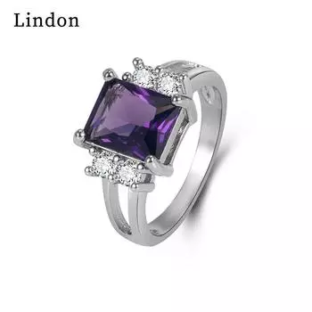 Классическое кольцо Lindon из медного сплава с цирконием, женские ювелирные изделия, свадебный подарок для вечеринки 6 серебряный