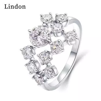 Классическое кольцо Lindon из медного сплава с цирконием, женские ювелирные изделия, свадебный подарок для вечеринки 6 серебряный