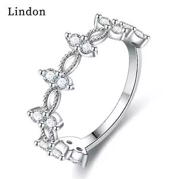 Классическое кольцо Lindon из медного сплава с цирконием, женские ювелирные изделия, свадебный подарок для вечеринки 9 серебряный