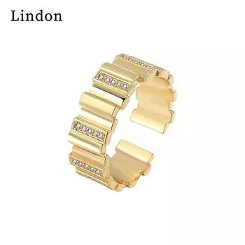 Классическое кольцо Lindon из медного сплава с цирконием, женские ювелирные изделия, свадебный подарок для вечеринки золотой