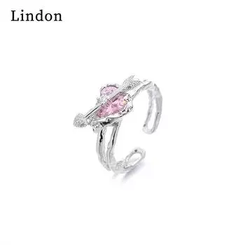 Классическое кольцо Lindon из медного сплава с цирконием, женские ювелирные изделия, свадебный подарок для вечеринки розовый