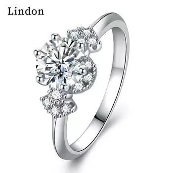 Классическое кольцо Lindon из медного сплава с цирконием, женские ювелирные изделия, свадебный подарок для вечеринки 9 серебряный