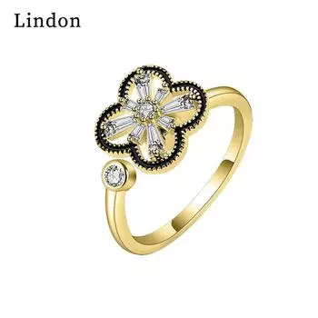 Классическое кольцо Lindon из медного сплава с цирконием, женские ювелирные изделия, свадебный подарок для вечеринки серебряный