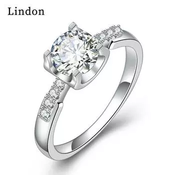 Классическое кольцо Lindon из медного сплава с цирконием, женские ювелирные изделия, свадебный подарок для вечеринки 9 серебряный