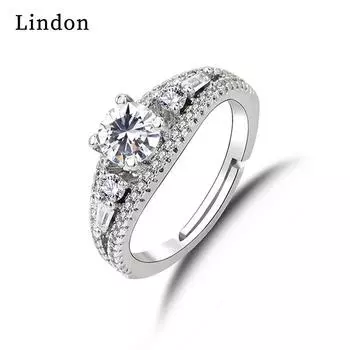 Классическое кольцо Lindon из медного сплава с цирконием, женские ювелирные изделия, свадебный подарок для вечеринки серебряный