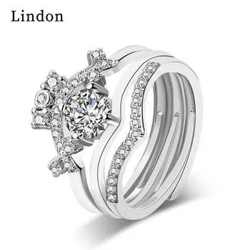Классическое кольцо Lindon из медного сплава с цирконием, женские ювелирные изделия, свадебный подарок для вечеринки серебряный