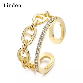 Классическое кольцо Lindon из медного сплава с цирконием, женские ювелирные изделия, свадебный подарок для вечеринки золотой