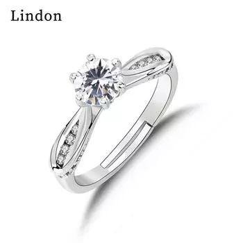 Классическое кольцо Lindon из медного сплава с цирконием, женские ювелирные изделия, свадебный подарок для вечеринки серебряный