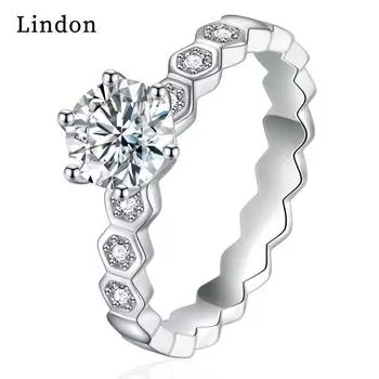 Классическое кольцо Lindon из медного сплава с цирконием, женские ювелирные изделия, свадебный подарок для вечеринки 9 серебряный