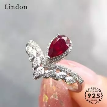 Классическое кольцо Lindon из медного сплава с цирконием, женские ювелирные изделия, свадебный подарок для вечеринки красный