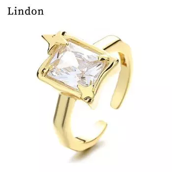 Классическое кольцо Lindon из медного сплава с цирконием, женские ювелирные изделия, свадебный подарок для вечеринки золотой