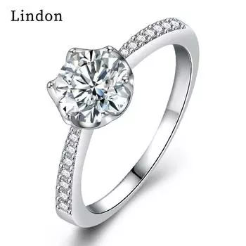 Классическое кольцо Lindon из медного сплава с цирконием, женские ювелирные изделия, свадебный подарок для вечеринки 9 серебряный