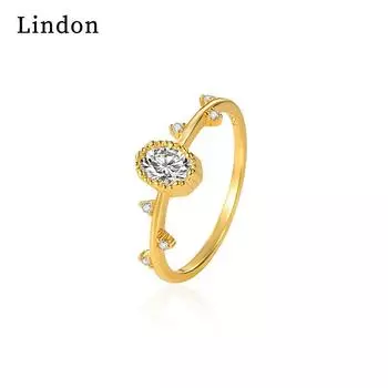 Классическое кольцо Lindon из медного сплава с цирконием, женские ювелирные изделия, свадебный подарок для вечеринки 6 золотой