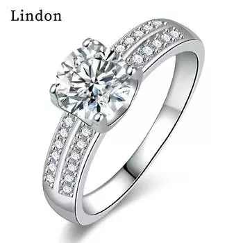 Классическое кольцо Lindon из медного сплава с цирконием, женские ювелирные изделия, свадебный подарок для вечеринки 9 серебряный
