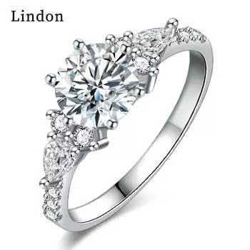 Классическое кольцо Lindon из медного сплава с цирконием, женские ювелирные изделия, свадебный подарок для вечеринки 9 серебряный