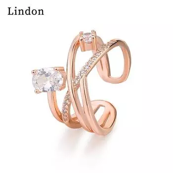 Классическое кольцо Lindon из медного сплава с цирконом, женские ювелирные изделия, свадебный подарок, вечеринка