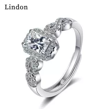 Классическое кольцо Lindon из медного сплава с цирконием, женские ювелирные изделия, свадебный подарок для вечеринки серебряный