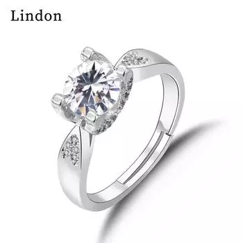 Классическое кольцо Lindon из медного сплава с цирконием, женские ювелирные изделия, свадебный подарок для вечеринки серебряный