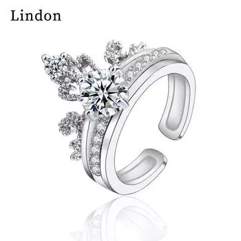 Классическое кольцо Lindon из медного сплава с цирконием, женские ювелирные изделия, свадебный подарок для вечеринки серебряный