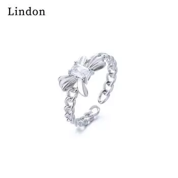 Классическое кольцо Lindon из медного сплава с цирконием, женские ювелирные изделия, свадебный подарок для вечеринки серебряный