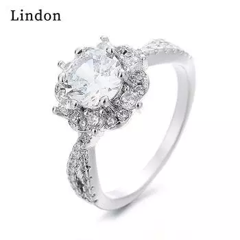 Классическое кольцо Lindon из медного сплава с цирконием, женские ювелирные изделия, свадебный подарок для вечеринки 6 серебряный