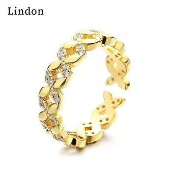 Классическое кольцо Lindon из медного сплава с цирконием, женские ювелирные изделия, свадебный подарок для вечеринки золотой
