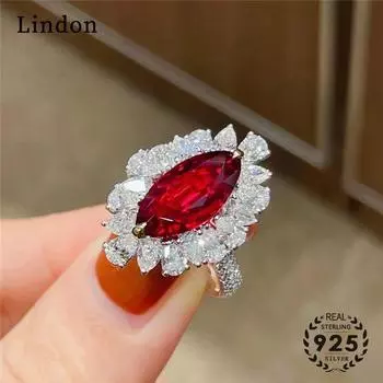 Классическое кольцо Lindon из медного сплава с цирконием, женские ювелирные изделия, свадебный подарок для вечеринки красный