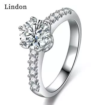 Классическое кольцо Lindon из медного сплава с цирконием, женские ювелирные изделия, свадебный подарок для вечеринки 9 серебряный