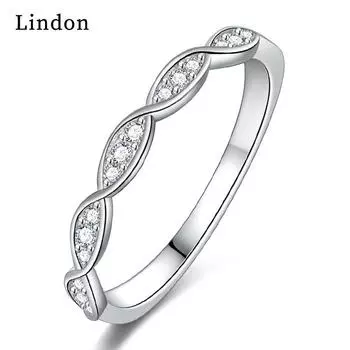 Классическое кольцо Lindon из медного сплава с цирконием, женские ювелирные изделия, свадебный подарок для вечеринки 9 серебряный