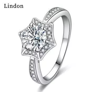 Классическое кольцо Lindon из медного сплава с цирконием, женские ювелирные изделия, свадебный подарок для вечеринки 9 серебряный