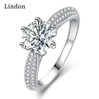 Классическое кольцо Lindon из медного сплава с цирконием, женские ювелирные изделия, свадебный подарок для вечеринки 9 серебряный