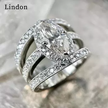 Классическое кольцо Lindon из медного сплава с цирконием, женские ювелирные изделия, свадебный подарок для вечеринки 6 серебряный