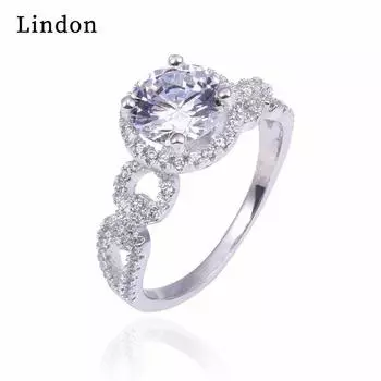 Классическое кольцо Lindon из медного сплава с цирконием, женские ювелирные изделия, свадебный подарок для вечеринки 6 серебряный