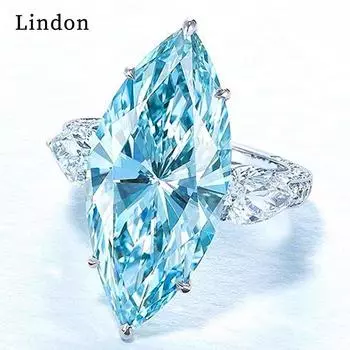 Классическое кольцо Lindon из медного сплава с цирконием, женские ювелирные изделия, свадебный подарок для вечеринки 6 аква голубой