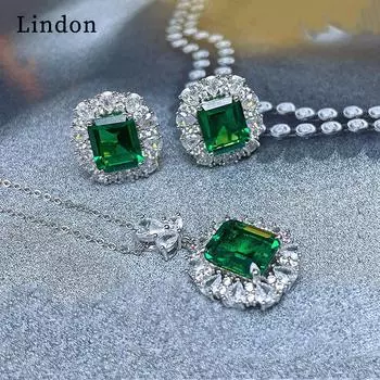 Классическое кольцо Lindon из медного сплава с цирконием, комплект ожерелья и серег, женские украшения, свадебный подарок, вечеринка 6 зелёный