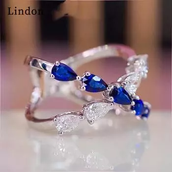 Классическое кольцо Lindon из медного сплава с цирконием, женские ювелирные изделия, свадебный подарок для вечеринки 6 синий