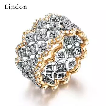 Классическое кольцо Lindon из медного сплава с цирконием, женские ювелирные изделия, свадебный подарок для вечеринки 6 золотой/серебряный