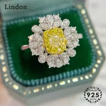 Классическое кольцо Lindon из медного сплава с цирконием, женские ювелирные изделия, свадебный подарок для вечеринки жёлтый