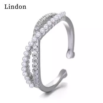 Классическое кольцо Lindon из медного сплава с синтетическим жемчугом, женские украшения, свадебный подарок, вечеринка серебряный