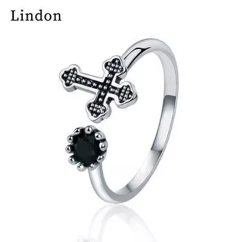 Классическое кольцо Lindon из медного сплава с цирконием, женские ювелирные изделия, свадебный подарок для вечеринки чёрный