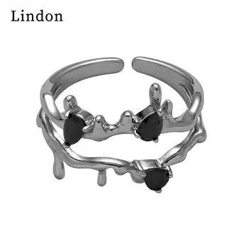 Классическое кольцо Lindon из медного сплава с цирконием, женские ювелирные изделия, свадебный подарок для вечеринки чёрный