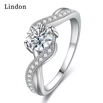 Классическое кольцо Lindon из медного сплава с цирконием, женские ювелирные изделия, свадебный подарок для вечеринки 9 серебряный