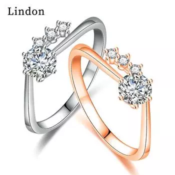 Классическое кольцо Lindon из медного сплава с цирконием, женские ювелирные изделия, свадебный подарок для вечеринки 9 серебряный