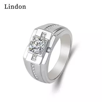 Классическое кольцо Lindon из медного сплава с цирконом, ювелирные изделия для джентльменов, свадебное обещание, подарок для вечеринки 7