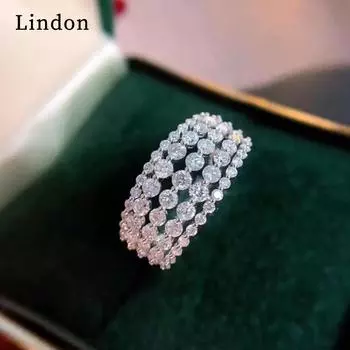 Классическое кольцо Lindon из медного сплава с цирконием, женские ювелирные изделия, свадебный подарок для вечеринки 6 серебряный