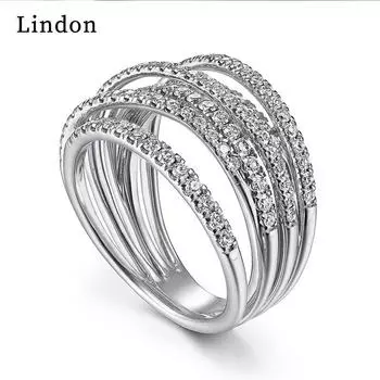 Классическое кольцо Lindon из медного сплава с цирконием, женские ювелирные изделия, свадебный подарок для вечеринки 6 серебряный