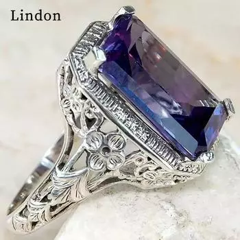 Классическое кольцо Lindon из медного сплава с цирконием, женские ювелирные изделия, свадебный подарок для вечеринки 6 фиолетовый