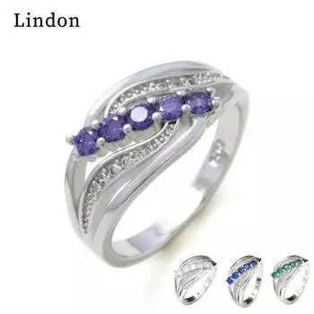 Классическое кольцо Lindon из медного сплава с цирконием, женские ювелирные изделия, свадебный подарок для вечеринки 6 белый